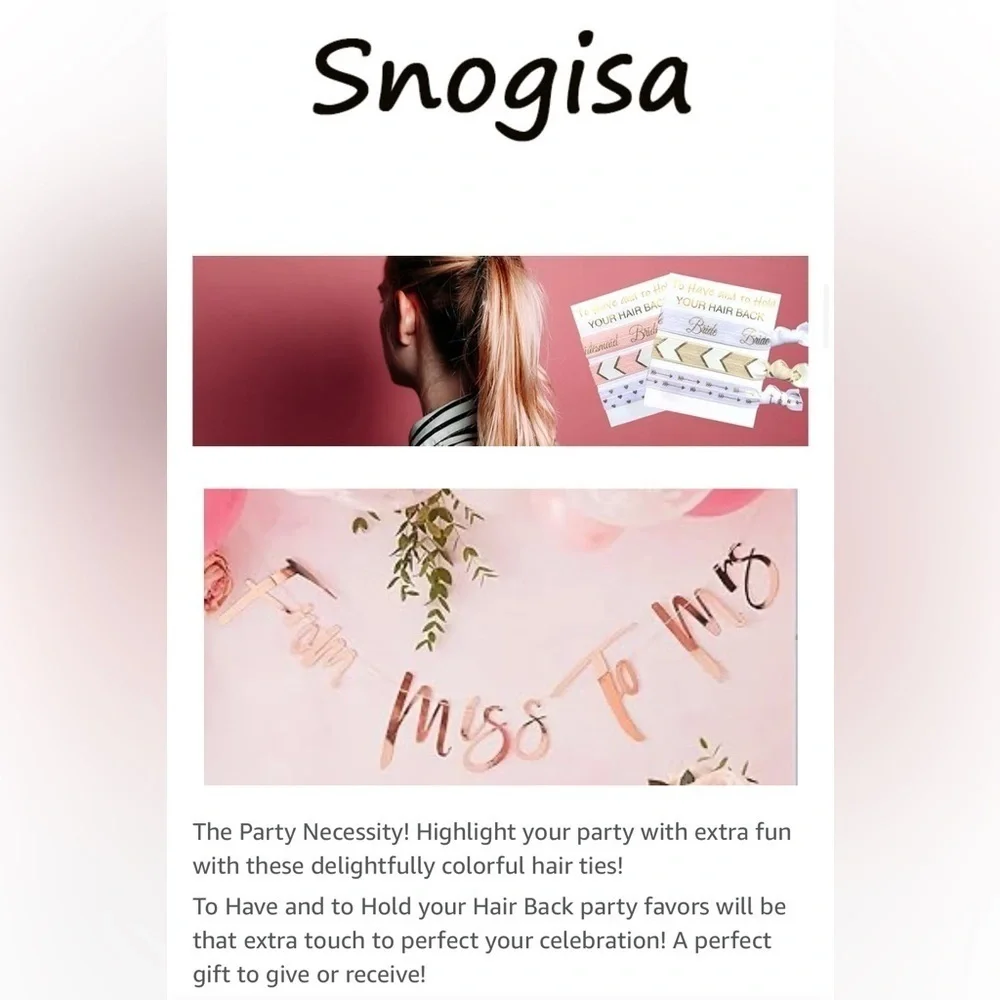 NEW Snogisa Hair Tie Set ‘To Have and to Hold Your Hair Back’ Bridesmaid